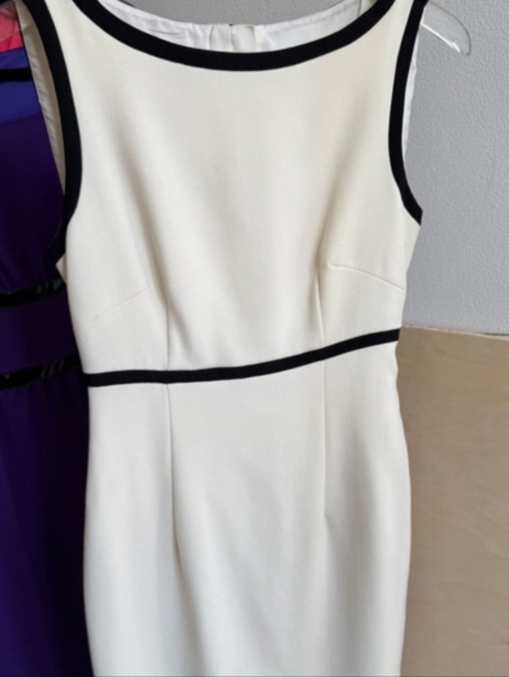 Hobbs Nwot White Dress With Black Trim